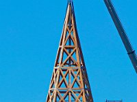 1010073504 ma nb GraceChurchSteeple  Workmen install the new steeple of the Grace Episcopal Church in New Bedford.   PETER PEREIRA/THE STANDARD-TIMES/SCMG